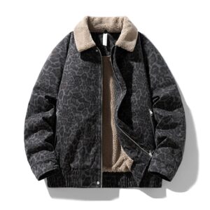 Men's Leopard Print Shearling Jacket – Fur Lined Winter Jacket